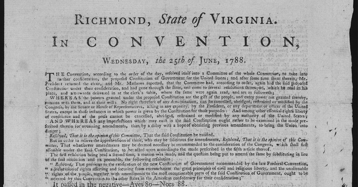 The Virginia Ratifying Convention and the Birth of the Tenth Amendment