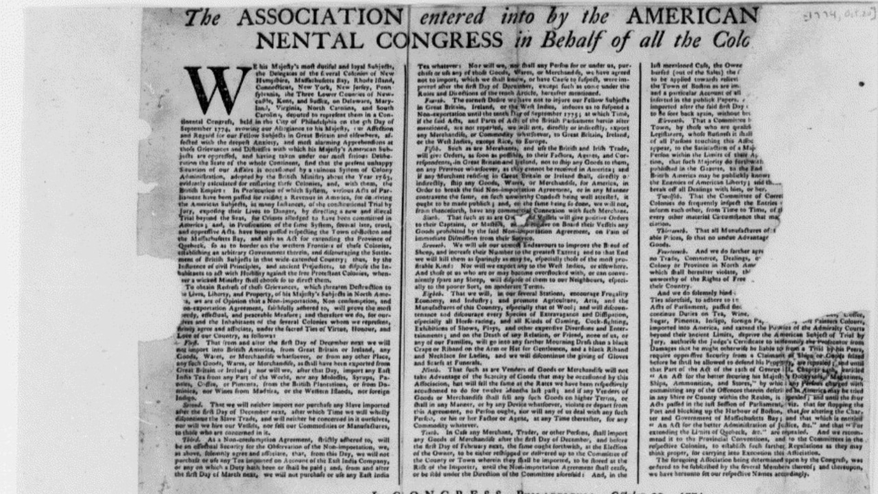 Today in History: First Continental Congress Passes the Continental Association